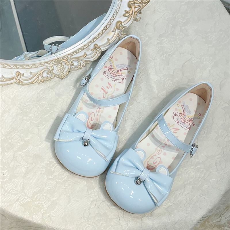 Sweet and cute rabbit bow Lolita shoes 2025 new daily versatile design Mary Jane princess shoes