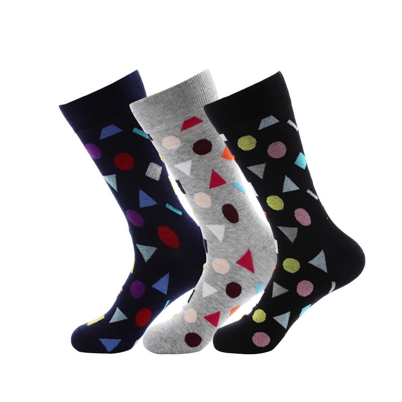 Men Socks Crew Colorful Geometric Cotton Dress Socks Gifts Summer Business Fashion Socks