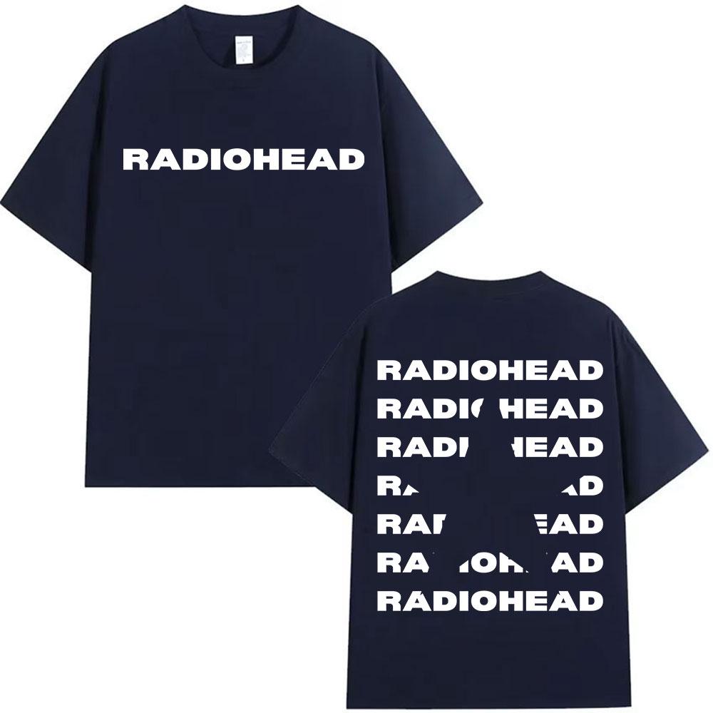 Rock Band Radiohead Tour 2025 Logo T Shirts Mens Fashion Pop Clothing Oversized Tshirt Unisex Hip Hop High Quality Cotton Tees