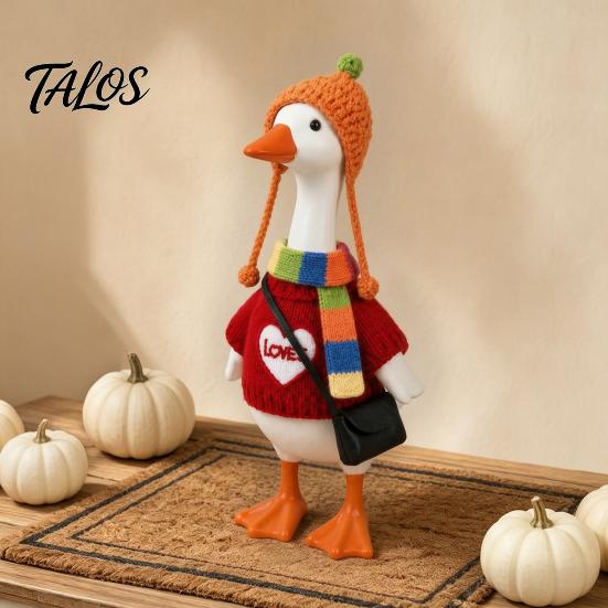 Seasonal Goose Accessories 7 Inch Desk Outfits, 4 Pcs Knitted Sweater Hat Scarf Office Ornament Crossbody Bag Winter Holiday Accessory for Office,