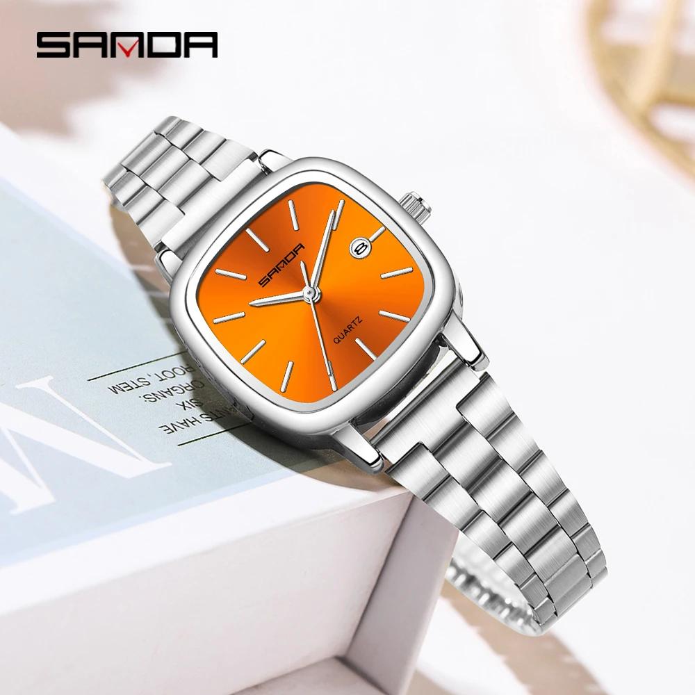 Fashion Square Dial Couple's Wristwatches Men Women Casual Daily Calendar Watch Waterproof Steel Strap Relojs