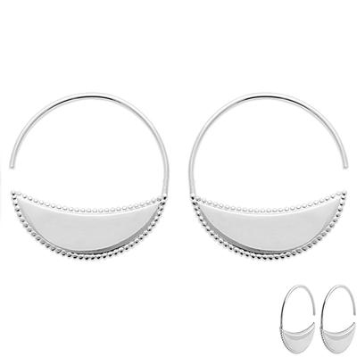 [Q4169] - Silver Hoop Earrings 'Cléopatra' Silver (rhodium-plated) - 25 Mm - 25x10 Mm