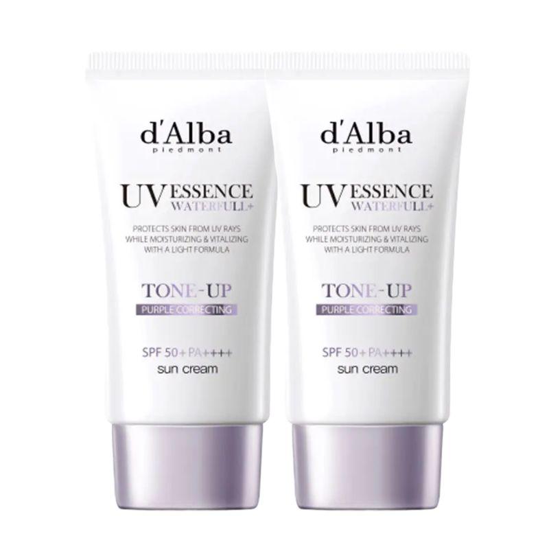 

d Alba Waterfull Purple Tone-Up Sun Cream 1+1 Set Brightening Tone Correction Matte Lightweight SPF50+ PA++++ 50ml x 2