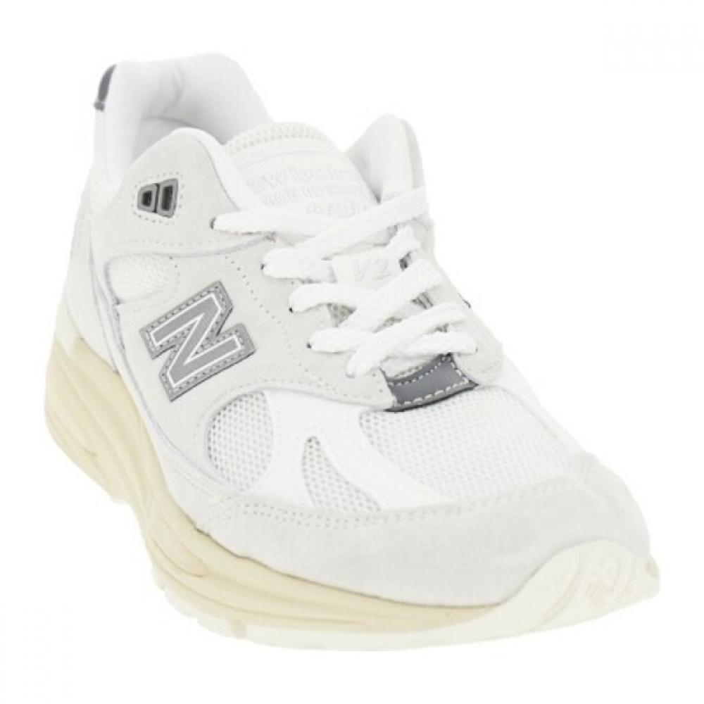 New Balance White Suede Lace Up Cushioning Sole Sneakers U991 Ow2