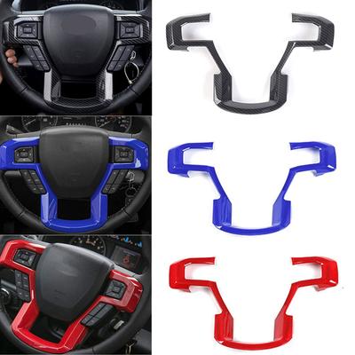 Carbon Fiber For Ford F150 F250 F350 Car Steering Wheel Panel Cover Sticker Moulding Trim Protector Styling Accessories