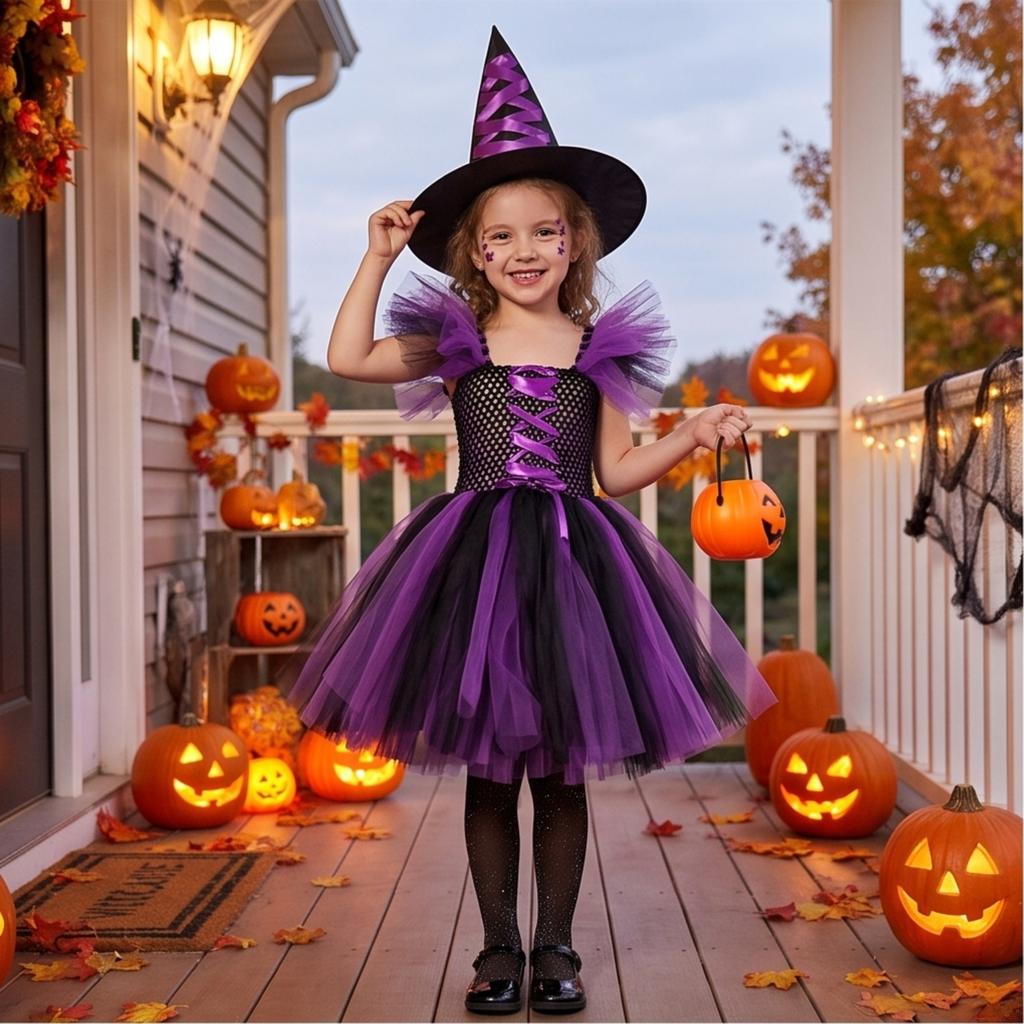 Girls Halloween Dress Costume Set for Performance, Dance Recital and Party
