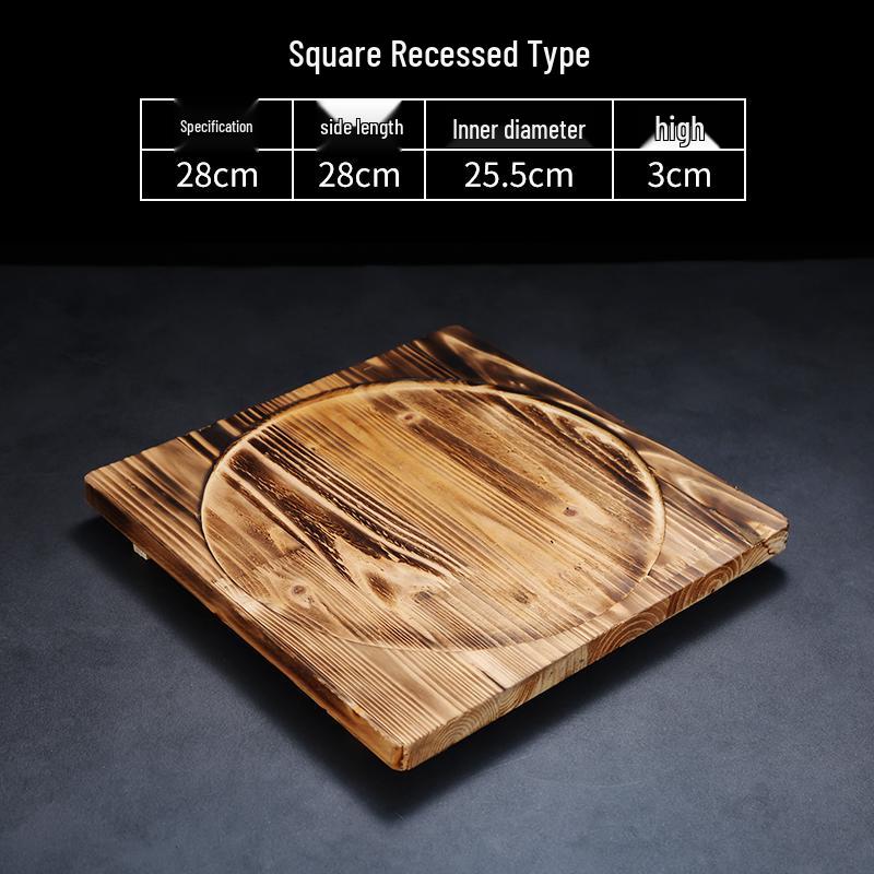 High-Temperature Resistant Fir Wood Heat Insulation Tray for Clay Pot Grilling