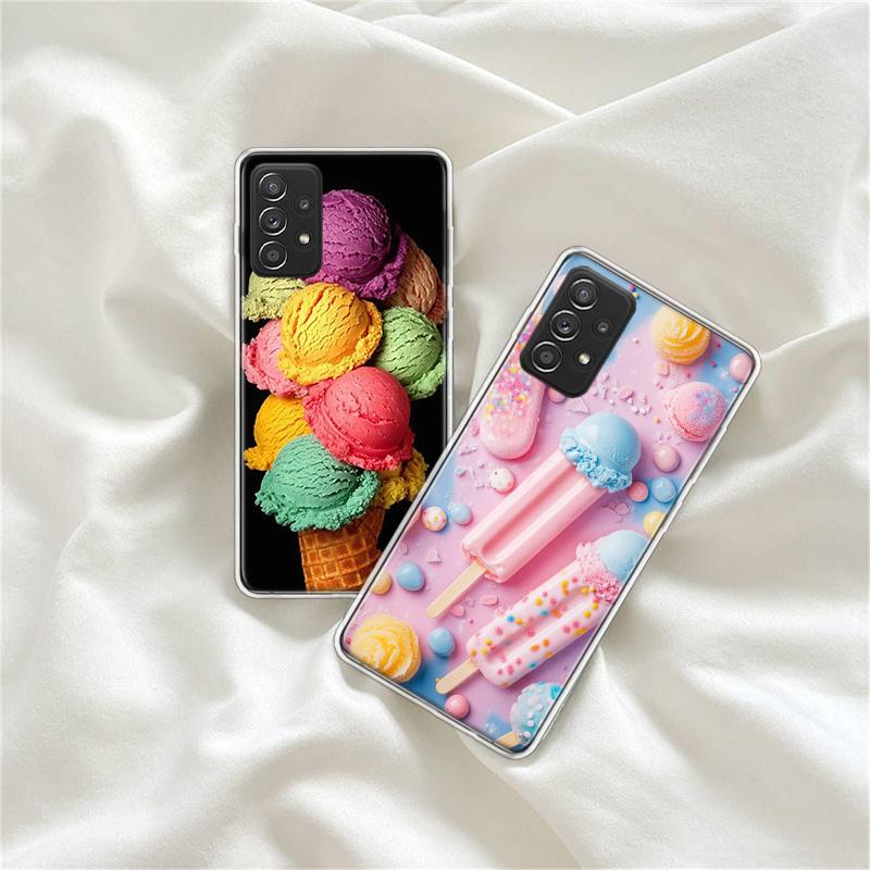 Colorful Ice Cream and Popsicles Phone Case for Samsung A54 A57 A37 A17 A14 A15 A12 A24 A34 A55 A35 A25 A52S A07 A05S A04S A22 A