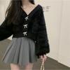 Cardigan Sweater Female 2023 Clothes Short Plush Plush Milk Hoopla Design Sense Niche V-neck Solid Sweater Female Tops