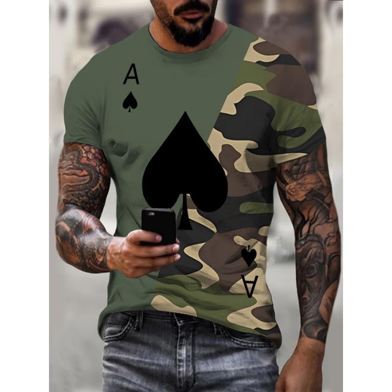Hrací karty 3D tisk Pánské a dámské módní tričko Švestka K Poker Harajuku Streetwear Děti Kluci Pohodlné tričko Top