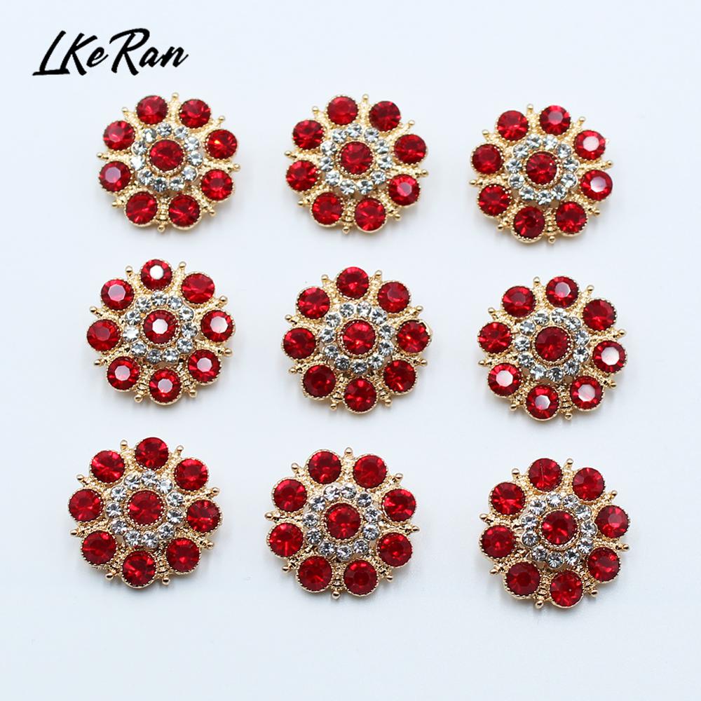 New 10Pcs 20MM Diamond Rhinestone Buttons Alloy Shank Base For DIY Sewing Accessories Handcraft Wedding Decorations