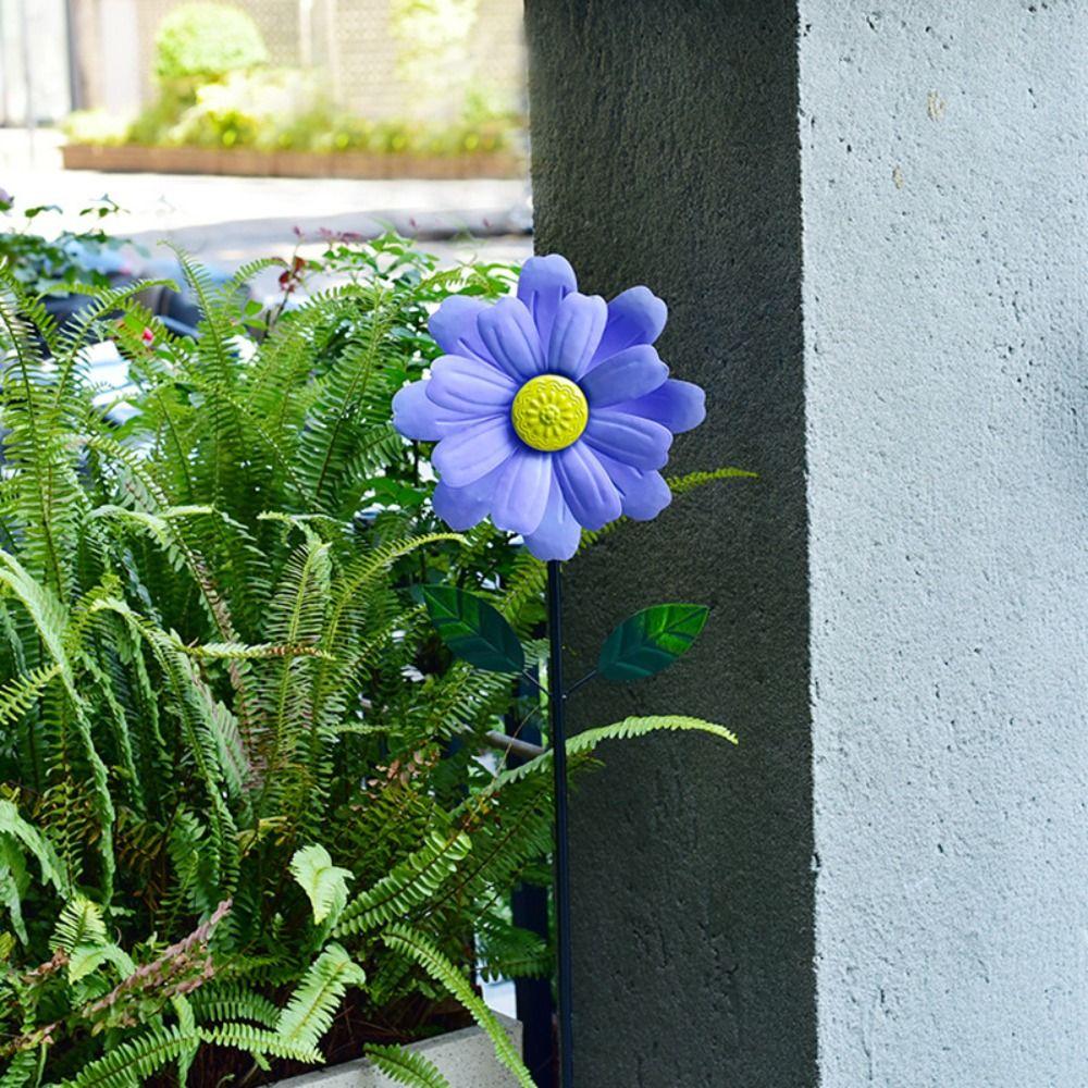 Garden Decorative Pile Rotating Garden Windmill Spinner Metal Creative Gardening Plug Simulation Flower Climbing Support Park