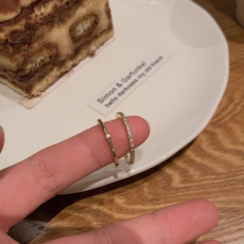 Gold-Tone Zirconia Pave Open Band Ring Set for Women