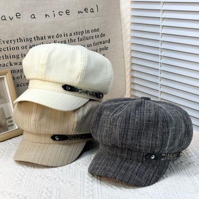 Nová jednoduchá osemhranná čiapka v jednej farbe pre mužov a ženy, jednofarebná, elegantná dekorácia, dámska maliarska čiapka, nastaviteľná, trendy