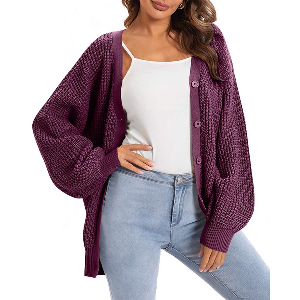Women's Cardigan Sweater Button-Down Long Sleeve Oversized Knit Cardigans