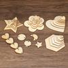 50pcs Wooden Flowers Unfinished Wood Flowers Blank Wooden Cutouts Ornaments Natural Wood Piece for Christmas Party Craft Project