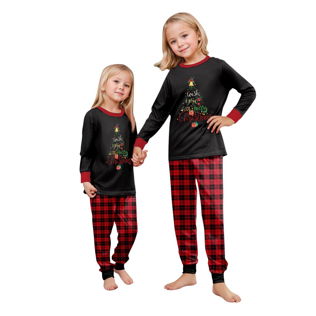 Print Cute Family Set Pajamas, Home Clothes, Family Set Long Sleeve Top Pants Set