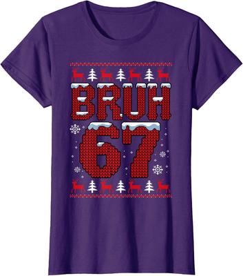 Six Seven Burh Funny Christmas 6 7 Meme Design Ladies' Crewneck T-Shirt