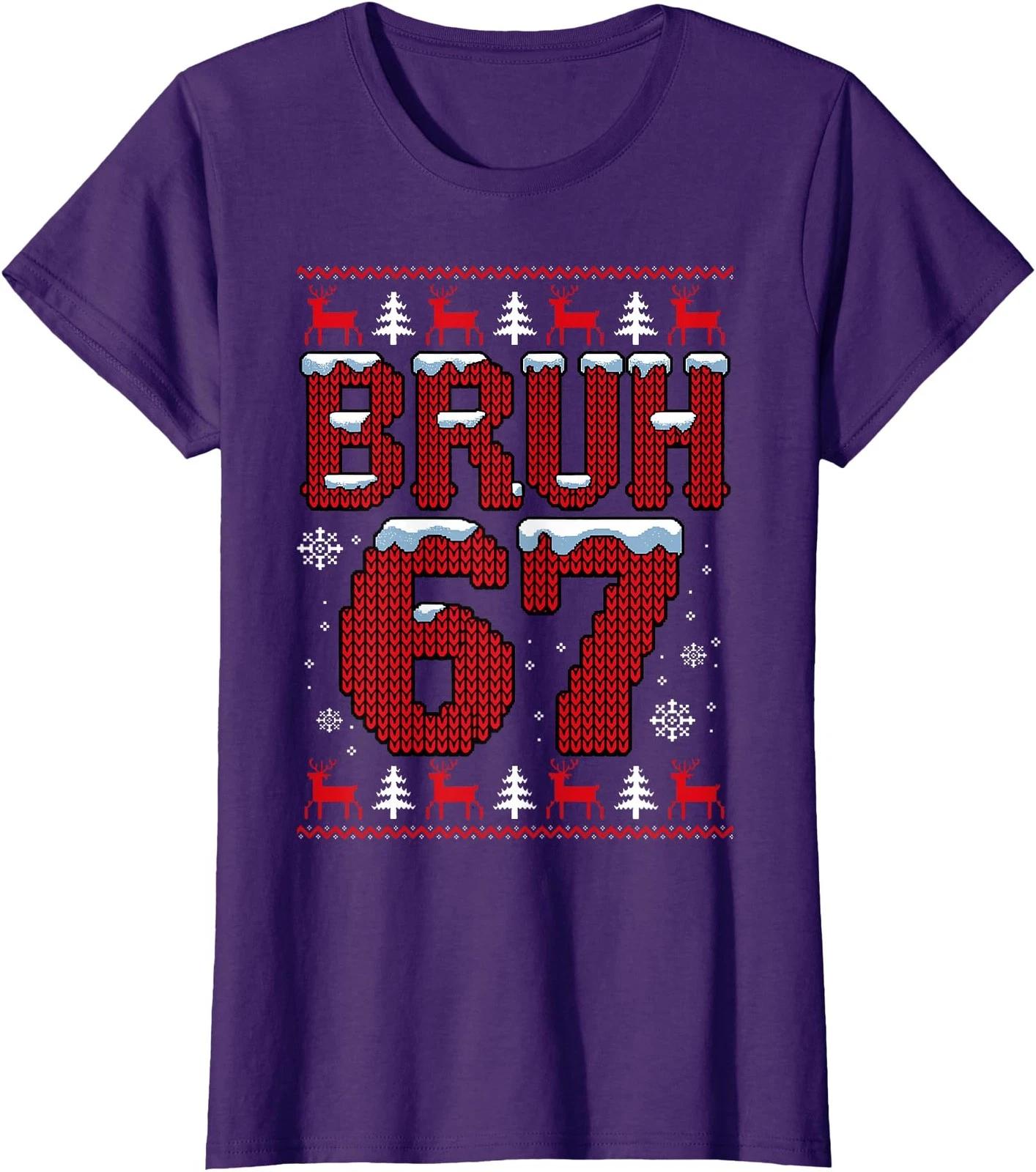 Six Seven Burh Funny Christmas 6 7 Meme Design Ladies  Crewneck T-Shirt S