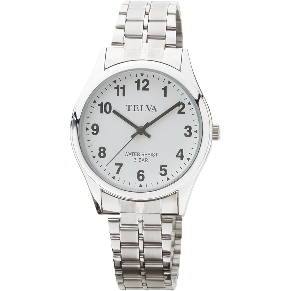 Crepha Analog Quartz Watch Men s Waterproof 3ATM Stainless Steel Band 20mm White Silver TE-AM148-WTS