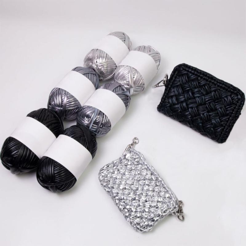 43.74yd Metallic Tshirt Yarn Fabric Cloth Knitting Yarn for Handmade Bag Purse Wallet Blanket Cushion Mug Pad Crocheting