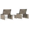 2 Piece Sun Lounger Set with Table Light Grey Poly Rattan