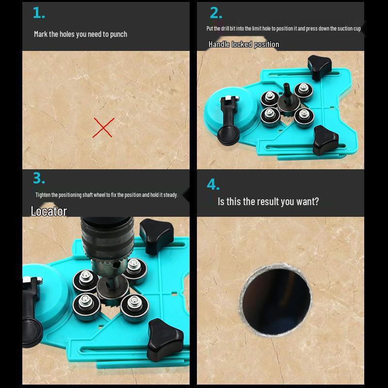 Glass and Marble Tile Hole Puncher Locator and Chamferer