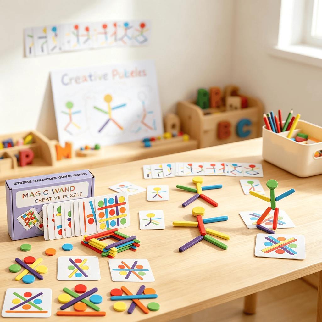 Wooden Stick Figure Puzzle Kids Educational Toy Body Part Recognition Visual Perception Training For Ages 3+