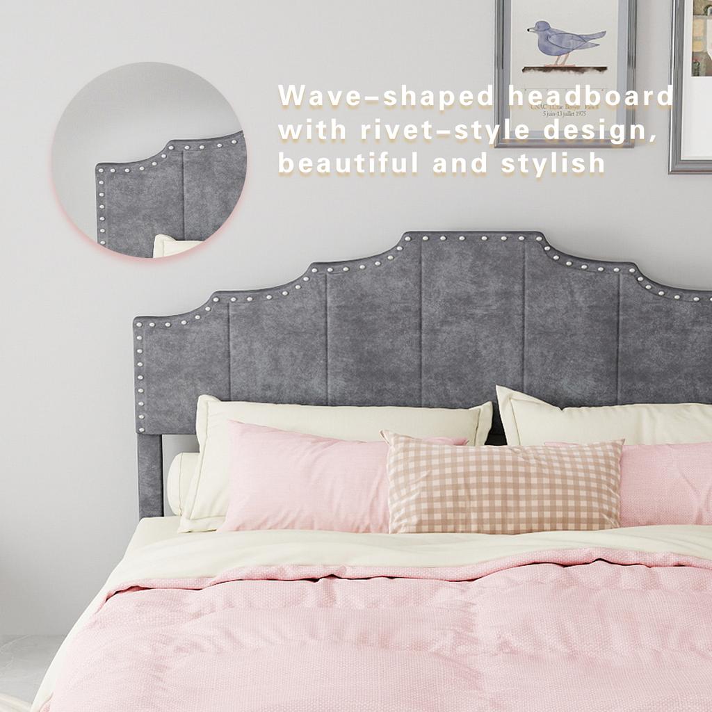 Modern soft bed, comfortable headboard, 160*200CM, gray, bed frame with low box, does not include pneumatic rod, includes 160*200CM mattress.