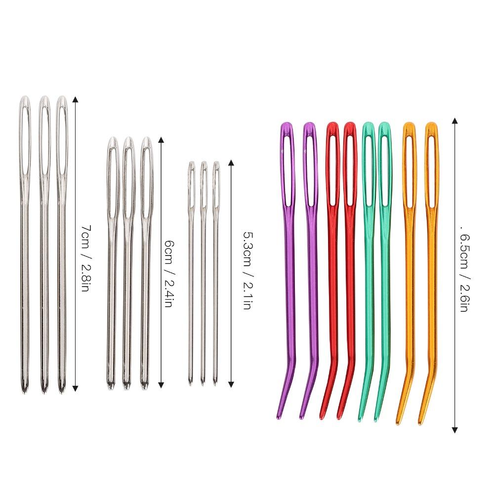 17pcs Aluminum Yarn Needles Storage Box Weaving Needles Durable Darning Needles  For Sewing Supplies