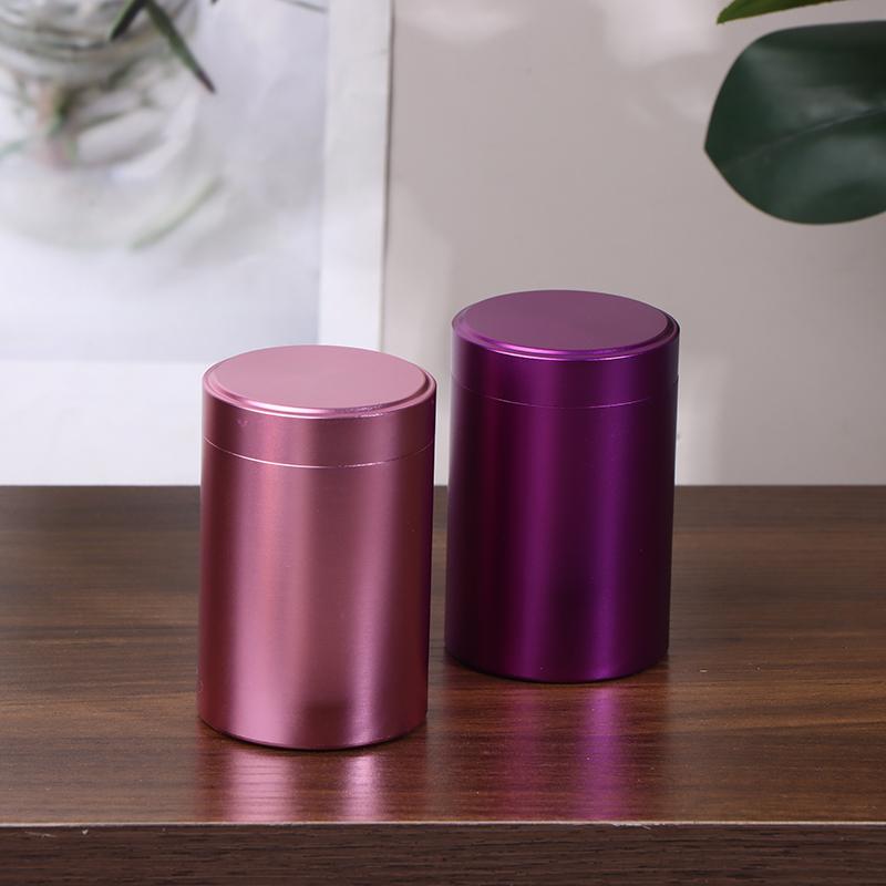 Mini Portable Aluminum Alloy Sealed Jar Travel Moisture-Proof Solid Color Nut Candy Food Storage Container Tea Can