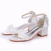 5cm Square Heel Sandals White Lace Flower Bridal Shoes Women
