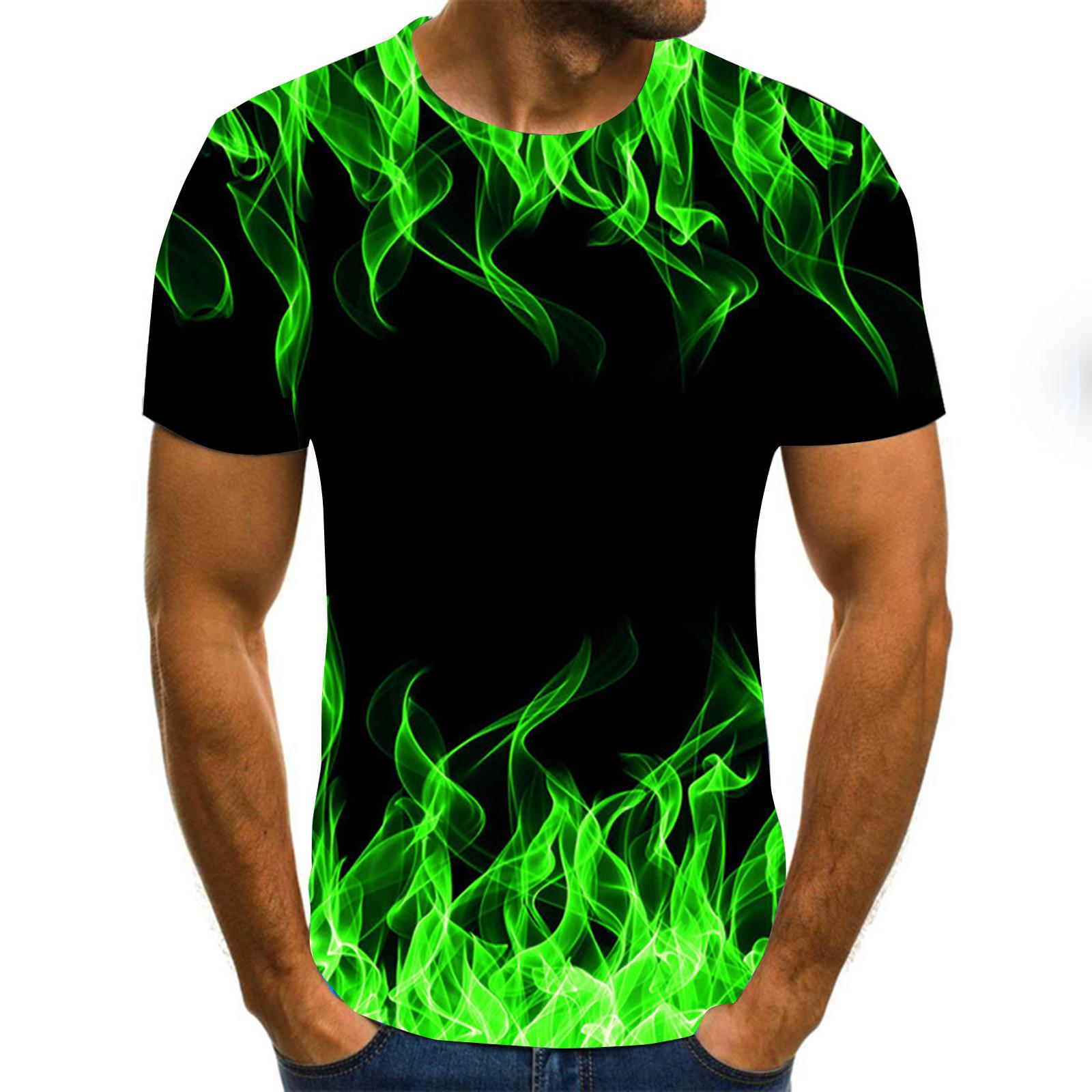 Мужская футболка с коротким рукавом и принтом летняя круглая шея трендовая повседневная толстовка M зелёный 1137₽