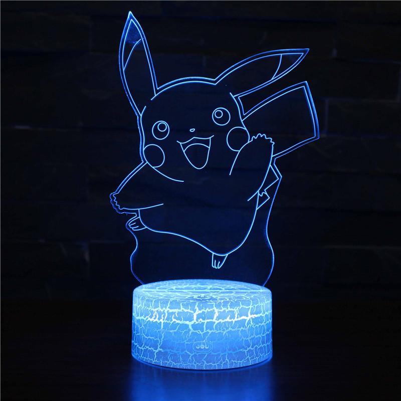 Pikachu Led Night Light 3d Illusion Lamp Bedside Kids Gifts Bedroom
