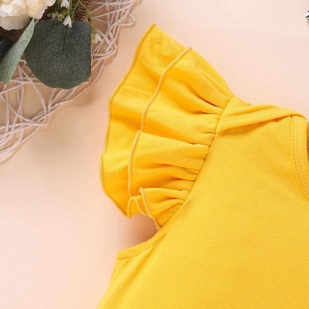 Newborn Infant Baby Girls Fly Sleeve Romper Floral Skirt Hairband Outfits Sets