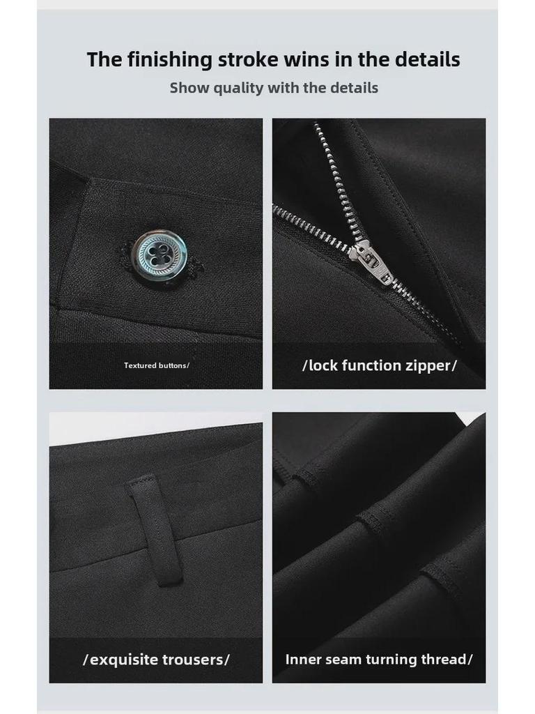 Pánské nadměrné ležérní elastické oblekové kalhoty - Slim fit, nemačkavé, formální kalhoty pro business