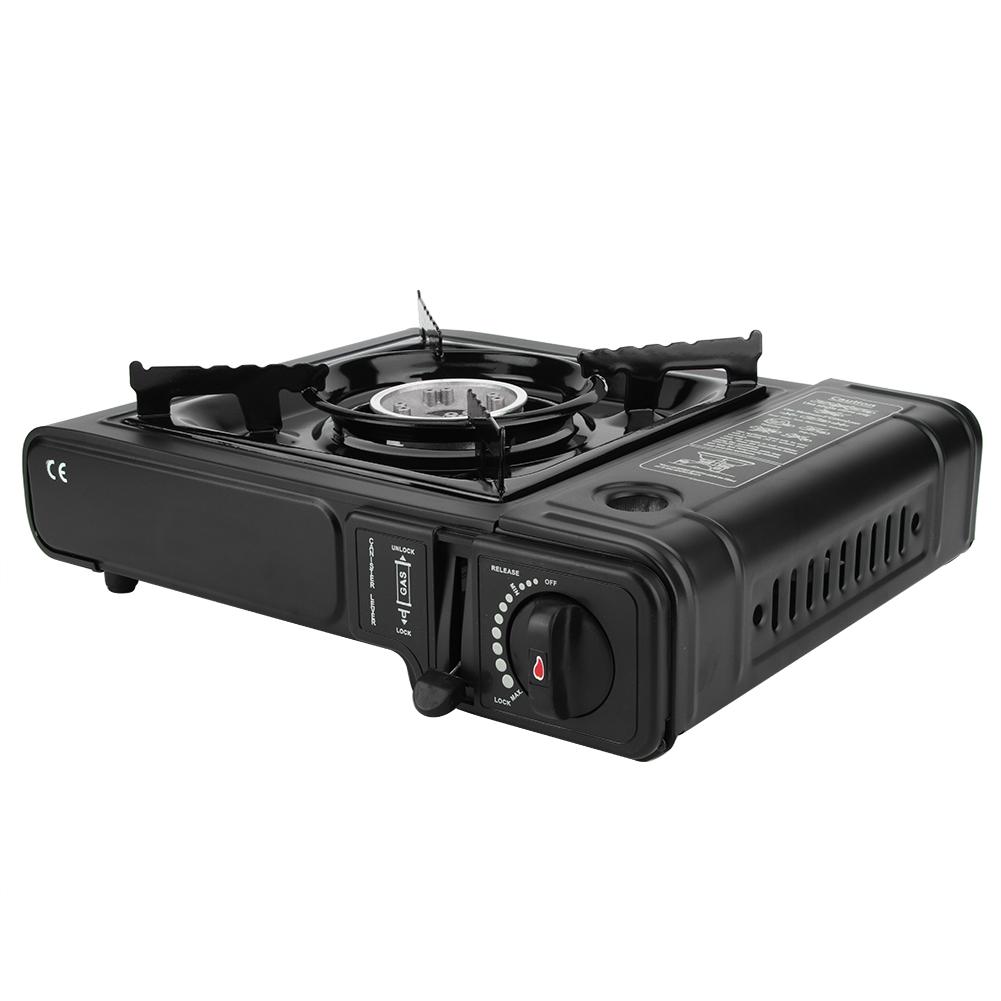 Tragbarer Outdoor-Camping-Husedold Dual-Use-Edelstahl-Schwarz-Heizgaskocher