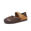 Genuine Leather Fashionable Women's Single Shoes with Round Toe Soft Leather and Soft Sole Can Be Worn Twice As Lazy Shoes