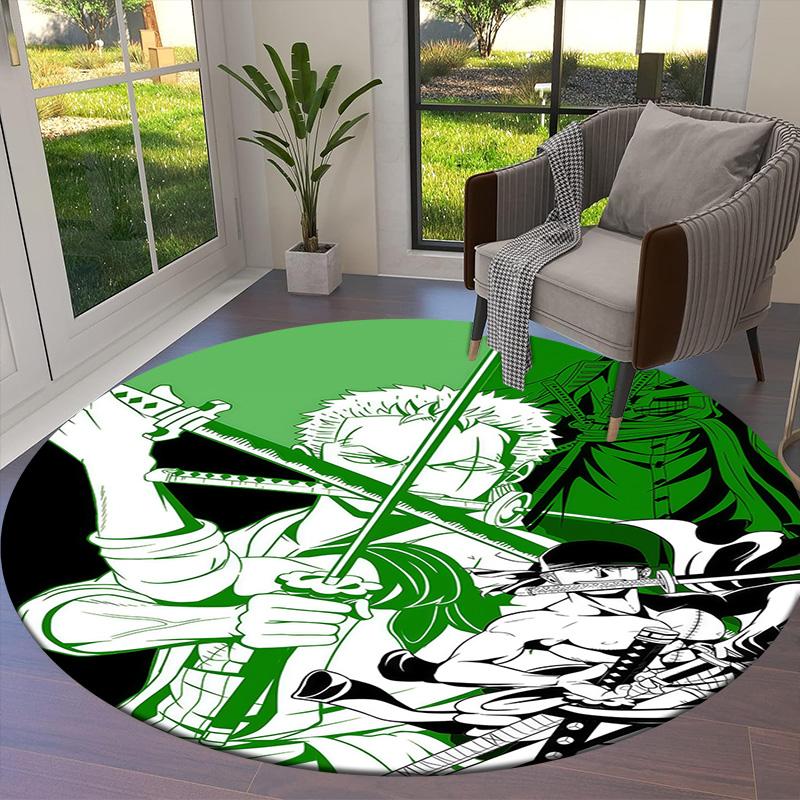 Roronoa Zoro Round Area Rug Carpet Rug For Living Room Bedroom Sofa Playroom Decor Nonslip Floor Mat