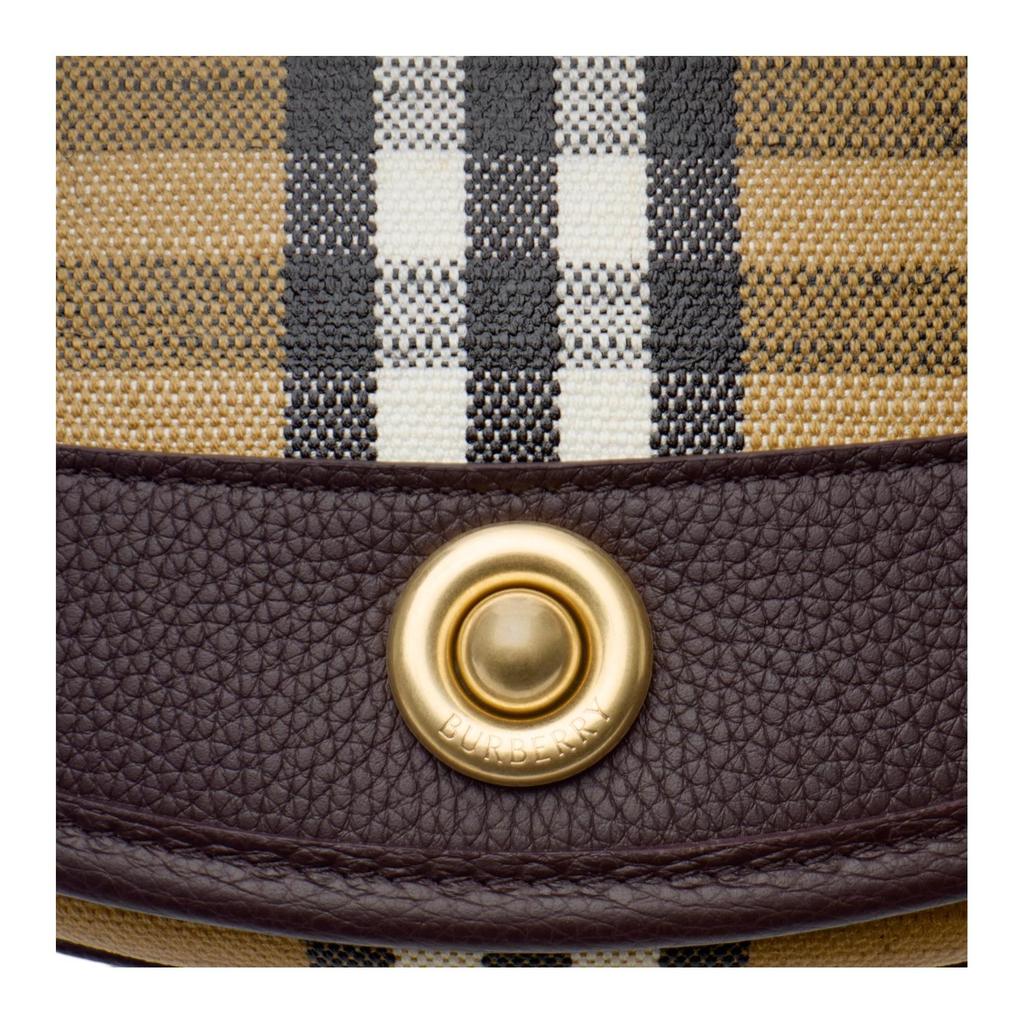 Burberry Highlands Kostkovaná Žakárová Tkaná Sedlová Taška Dámská Taška Přes Rameno Béžová 81121601