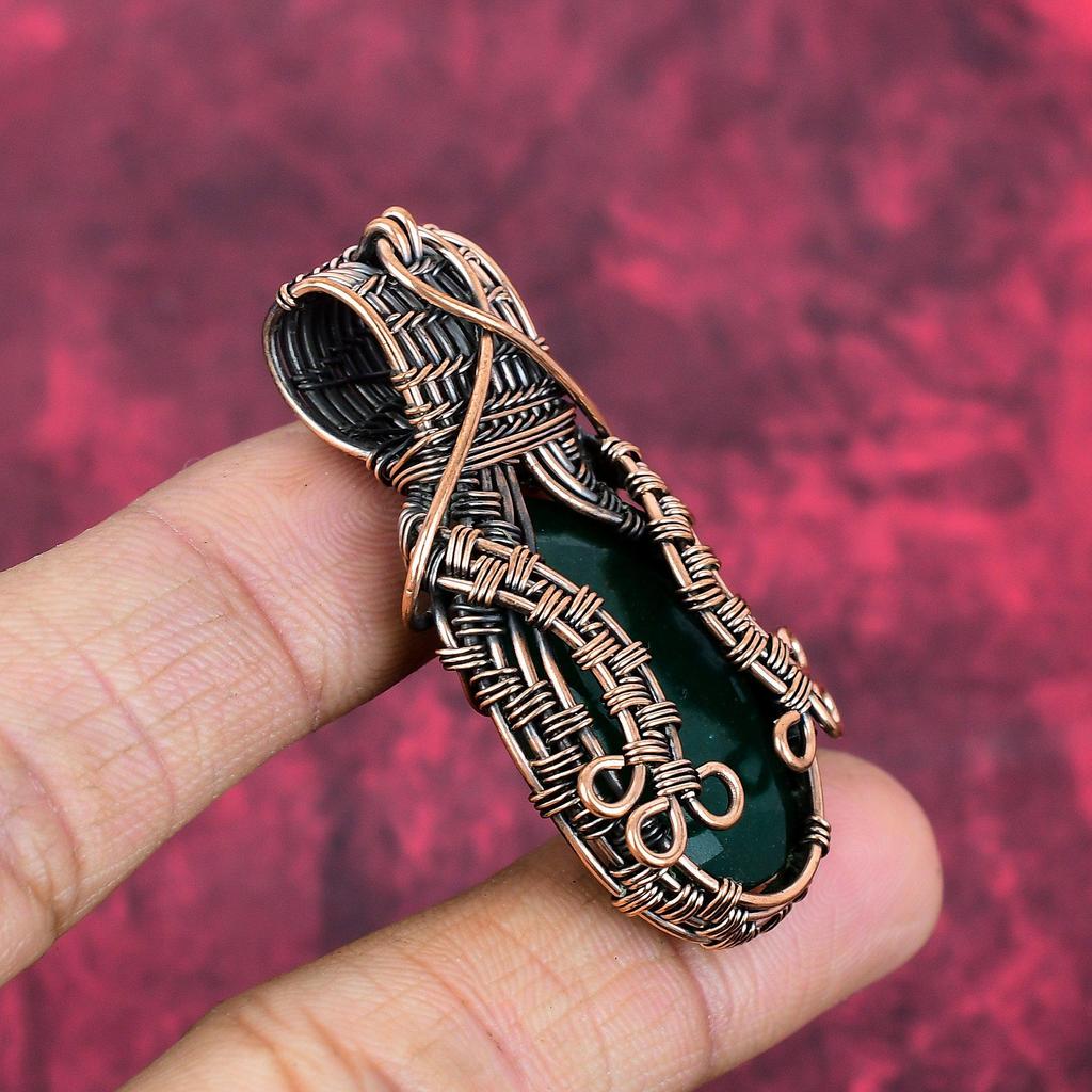 Facettierter sambischer Smaragd Anhänger Kupferdraht umwickelter Anhänger Edelstein Schmuck handgefertigt brandneuer Anhänger Kupferdraht Schmuck Verlobungsgeschenke