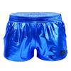 Glänzende metallische Herren-Shorts mit niedrigem Bund und elastischem Bund, Boxershorts, kurze Lounge-Hosen, Strandmode