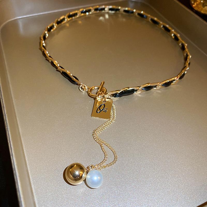 French retro artificial opal love flower pearl necklace collarbone chain Korean necklace women