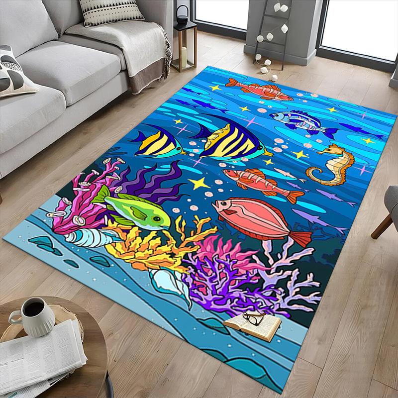1pc sea life oceanic Carpet Anti Slip Polyester Floor Mat for office.Bedroom