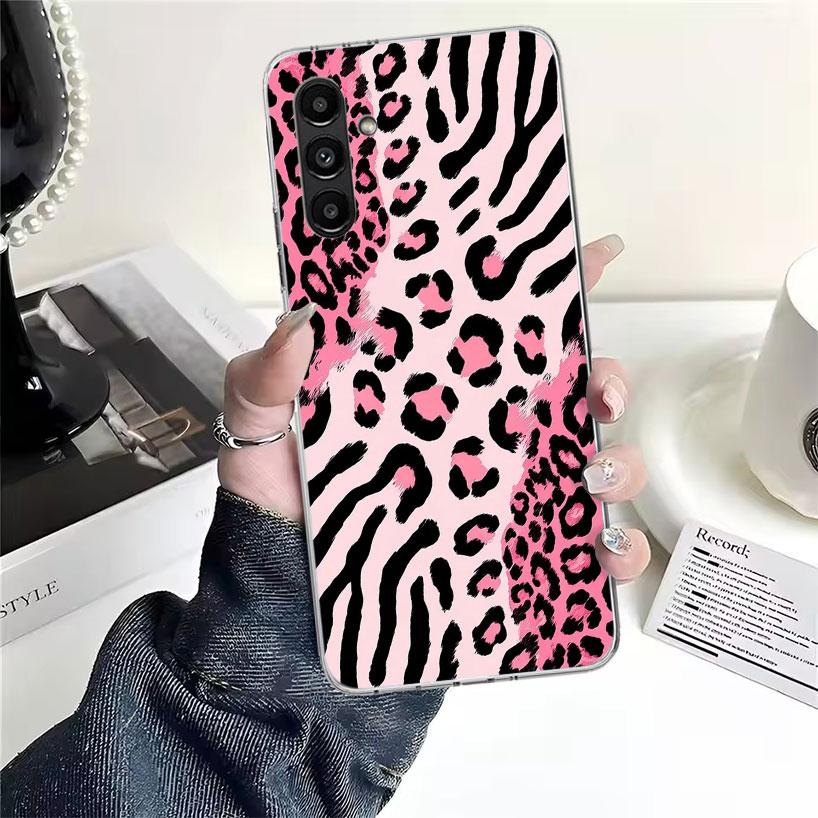 Pink Leopard Print Phone Case For Samsung Galaxy A13 A14 A15 A16 A17 A53 A54 A55 A56 A57 A33 A34 A35 A36 A37 A23 A24 A25 A26 Gal