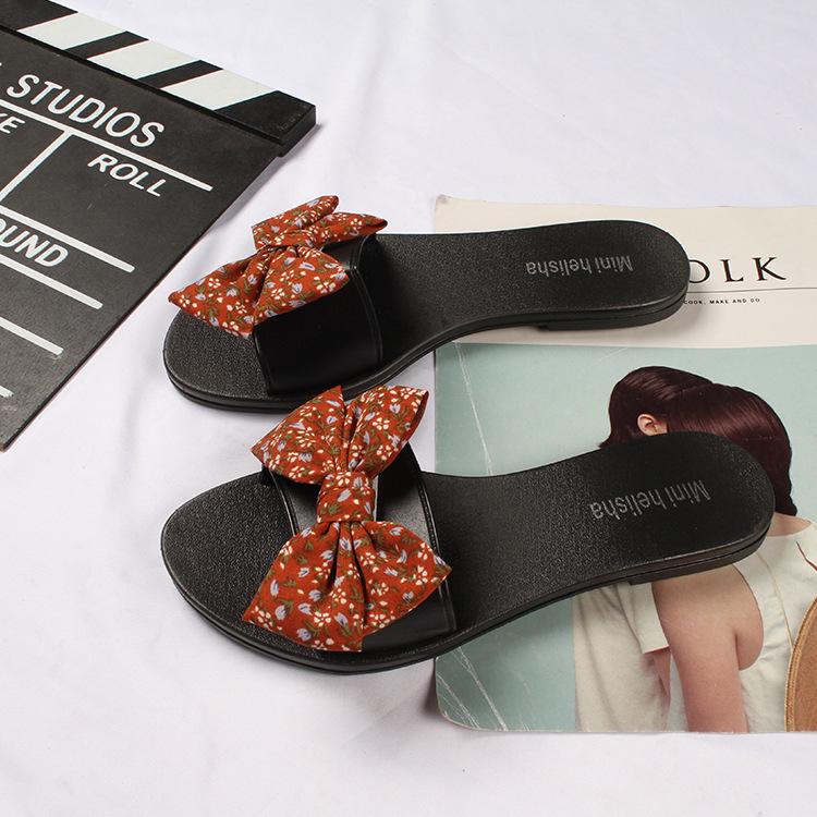 Yuzhihao Floral Bow One-Strap Women s Sandals - Summer Beachwear 37
