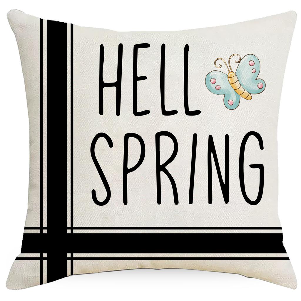 Osterkissenbezug Schwarz-Weiß Gestreiftes Kaninchen Osterei Bedruckter Leinenkissenbezug Sofakissen