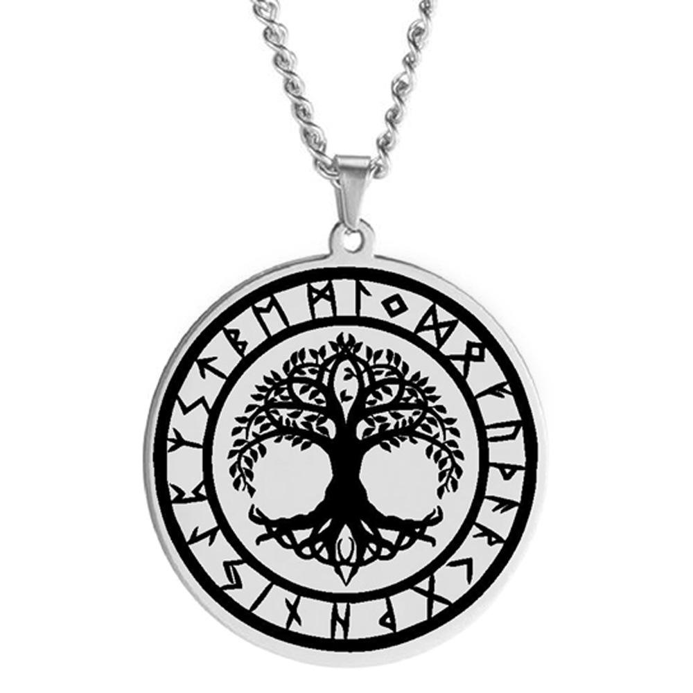 Tree of Life Yggdrasil Viking Rune Circle Amulet Jewelry Pendant Necklace