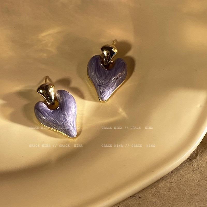 New Design Colorful Love Heart Dangle Earrings for Women Vintage Elegant Irregular Fashion Jewelry Accessories