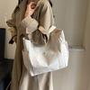 1Pc College Style Student Outfit Book Shoulder Bag Large Capacity Canvas Tote Bags For Work Commuting Carrying Bag